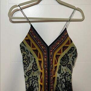 Multicolor Spaghetti Strap Dress 100% silk